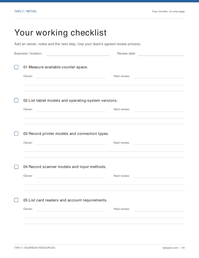 Plan your equipment worksheet preview