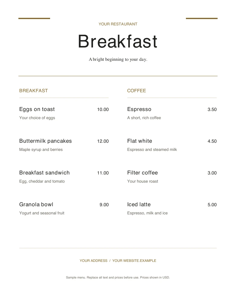 Breakfast editable sample design