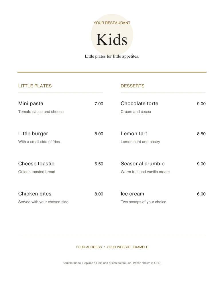Kids editable sample design