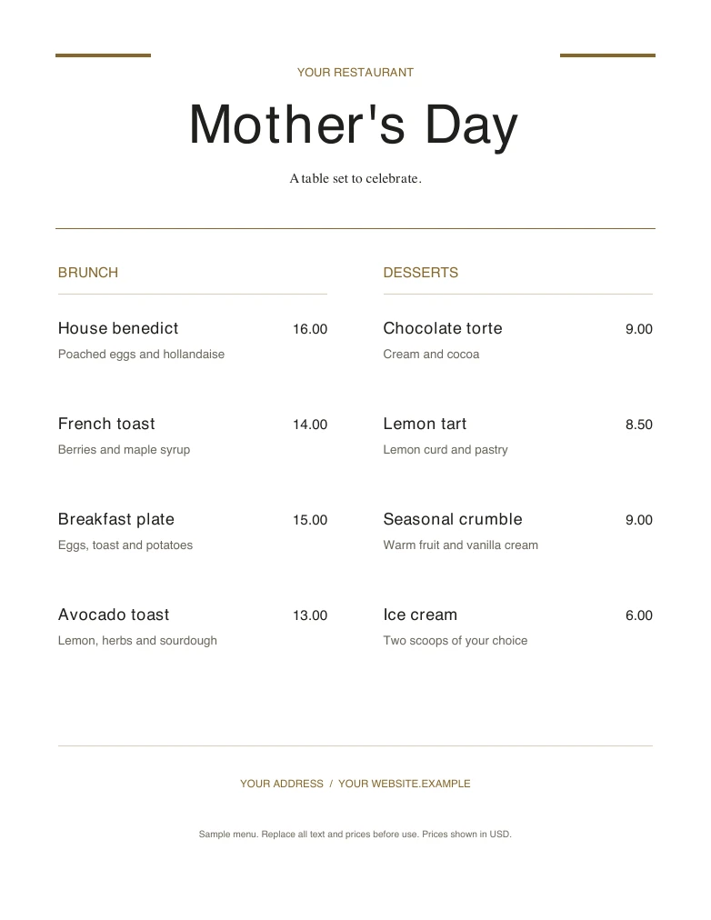 Mother's Day editable sample design