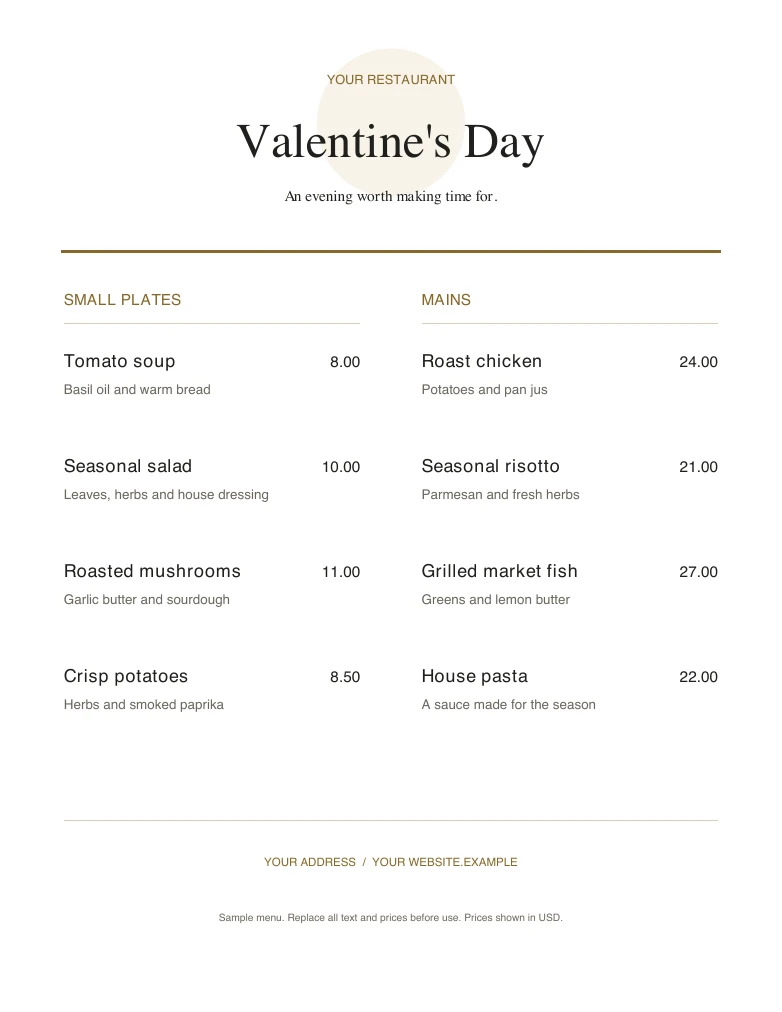 Valentine's Day editable sample design