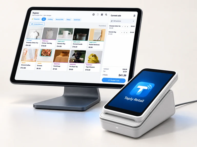Taply Retail landscape counter and payment terminal, device illustration