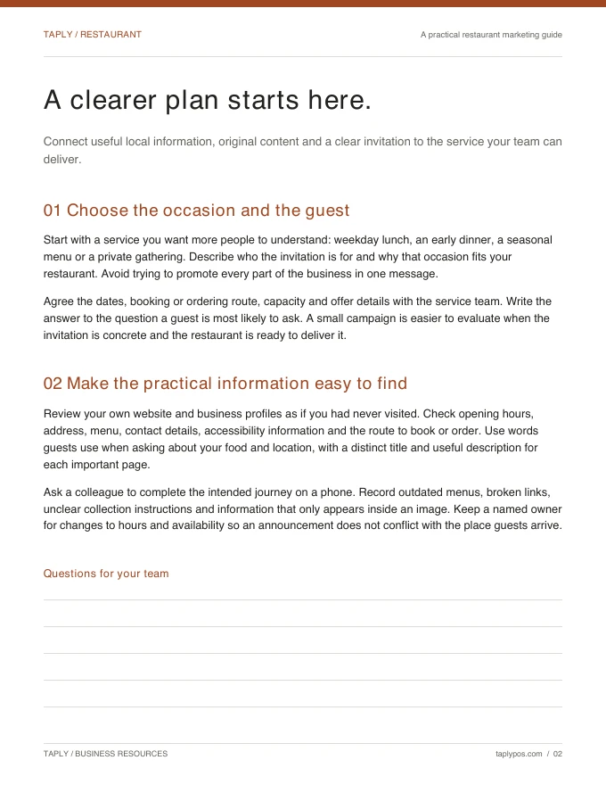A page from the A practical restaurant marketing guide PDF
