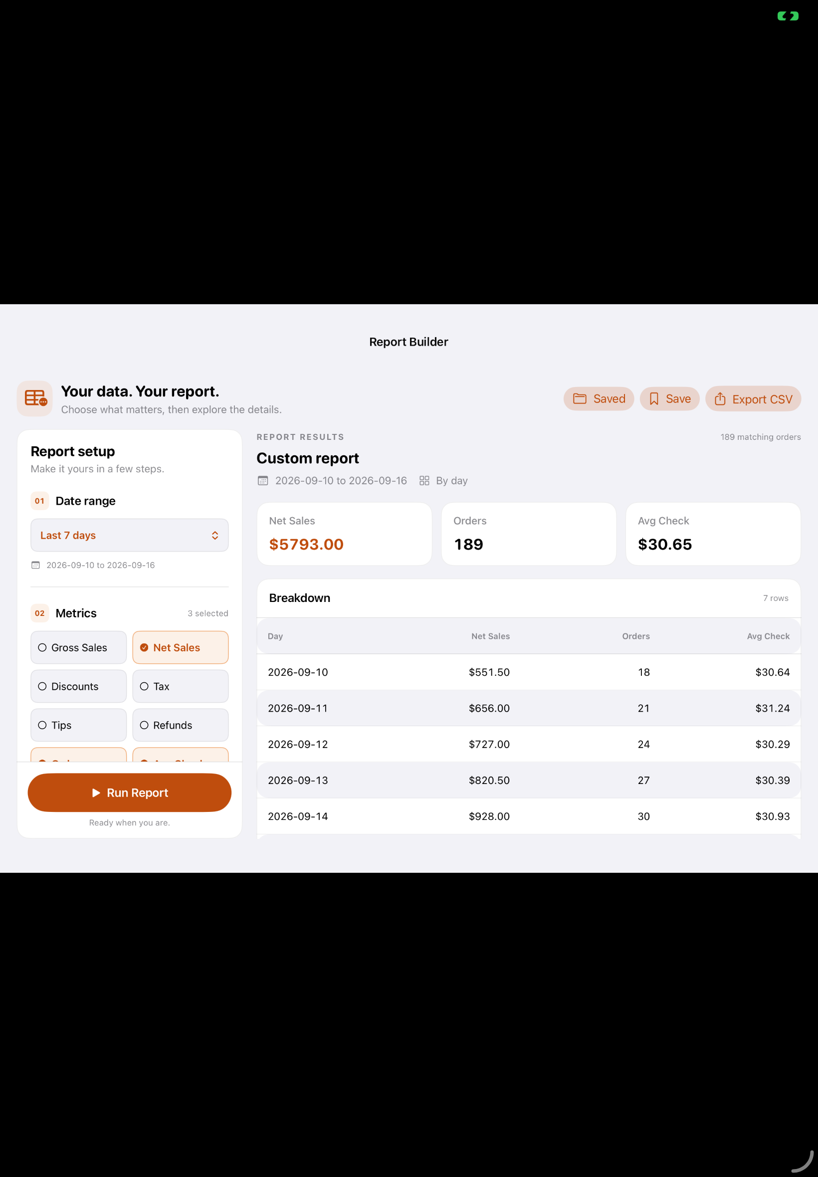 Actual Taply report builder · demonstration data