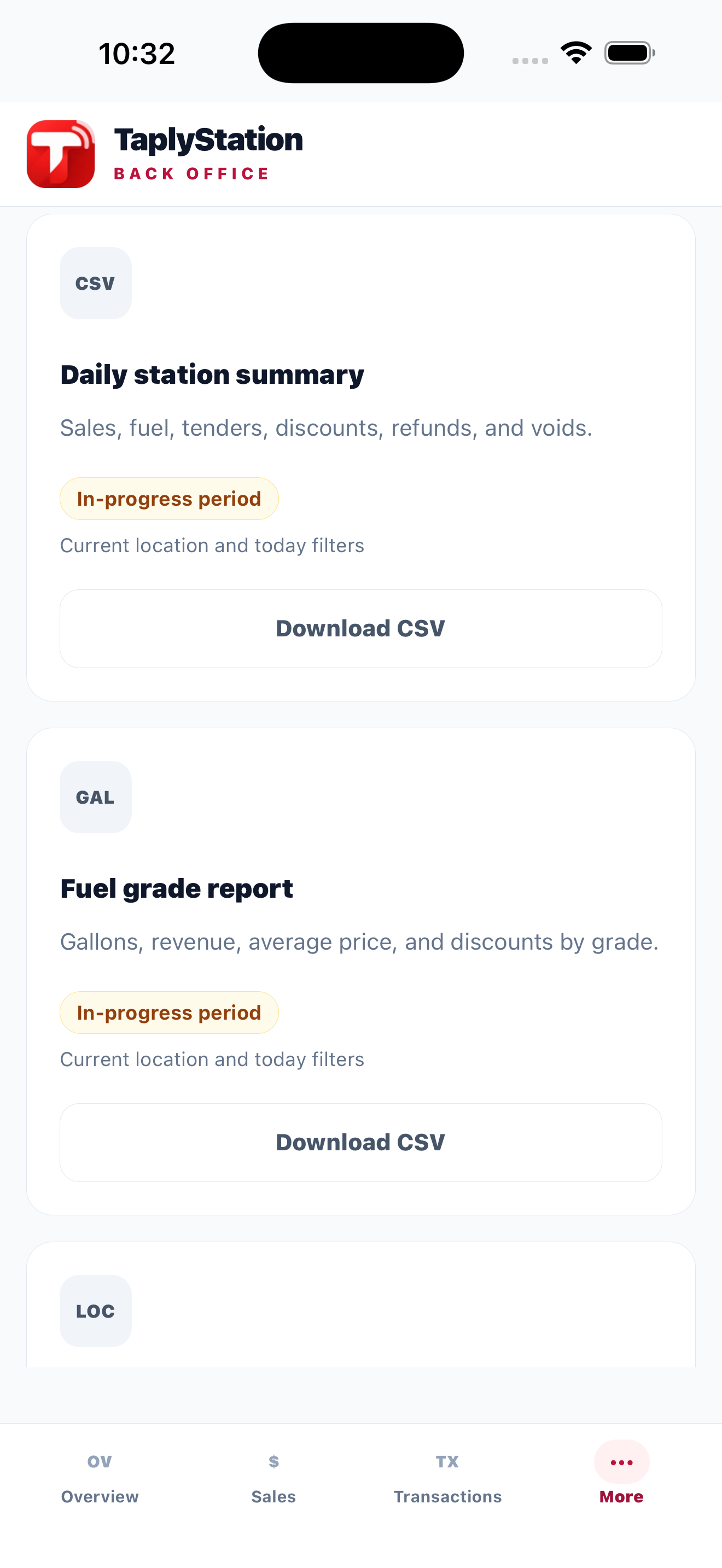 Actual Taply Station reporting preview · demonstration data